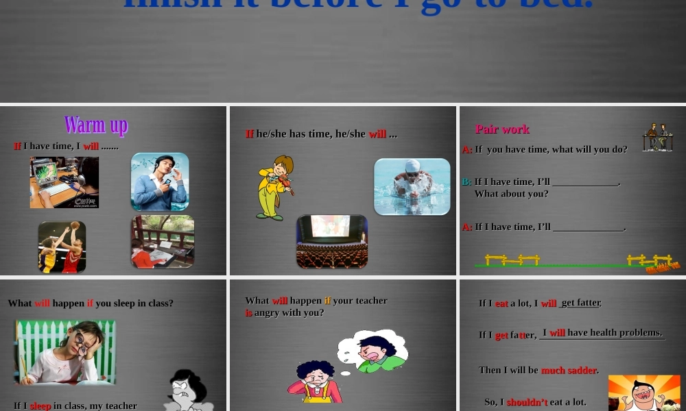 内蒙古满洲里市第六学校九年级英语上册 Module 6 Unit 1 If I start after dinnerI’ll finish it before I go to bed课件.ppt