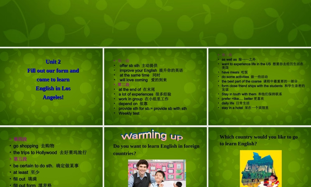 内蒙古满洲里市第六中学八年级英语下册 Module 7 Unit 2 Fill out a form and come to learn English in LA课件 .ppt