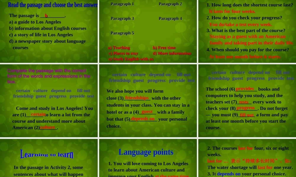 内蒙古满洲里市第六中学八年级英语下册 Module 7 Unit 2 Fill out a form and come to learn English in LA课件 .ppt