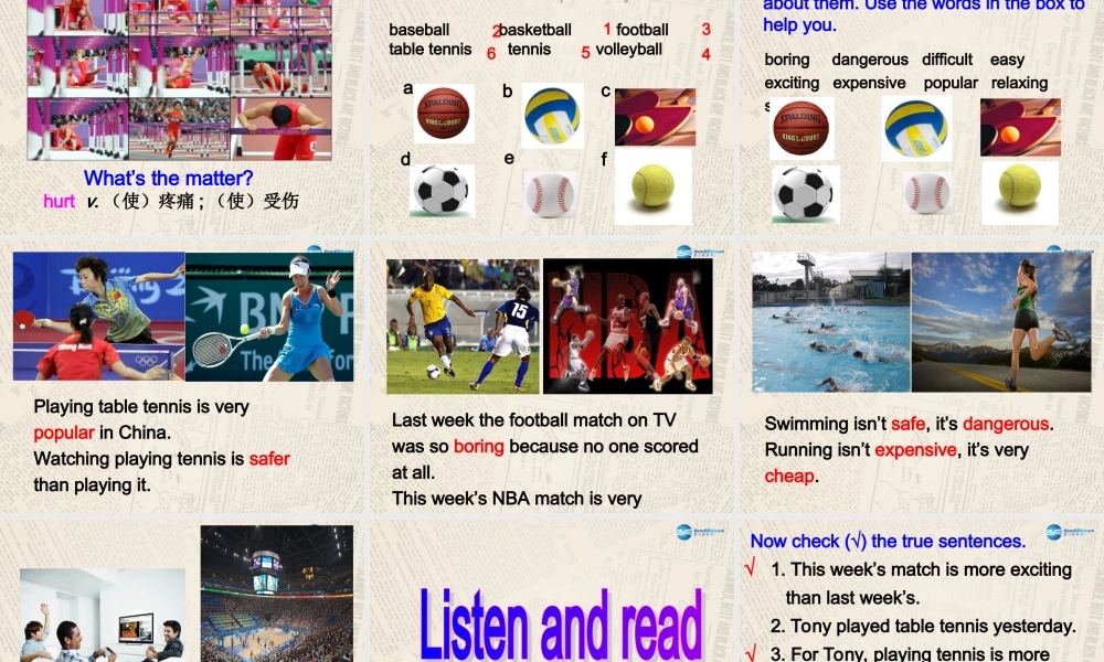 内蒙古满洲里市第五中学八年级英语上册 Module 3 Unit 1 Nothing is more enjoyable than playing tennis课件 .ppt