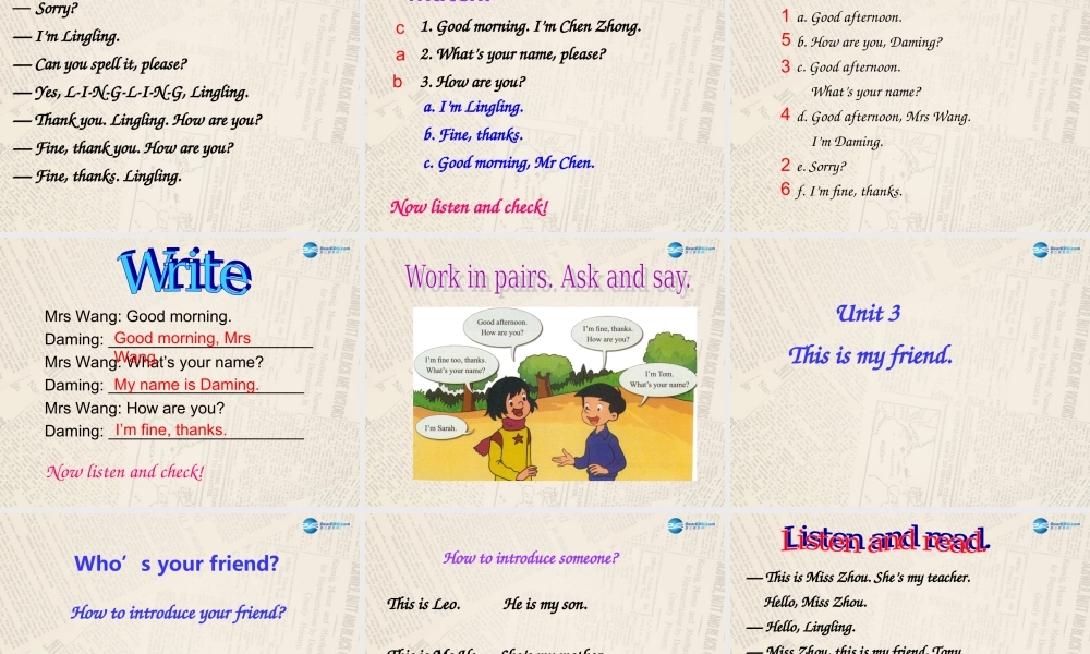 内蒙古满洲里市第五中学七年级英语上册 Starter Module 1 My teacher and friends 课件 （新版）外研版.ppt