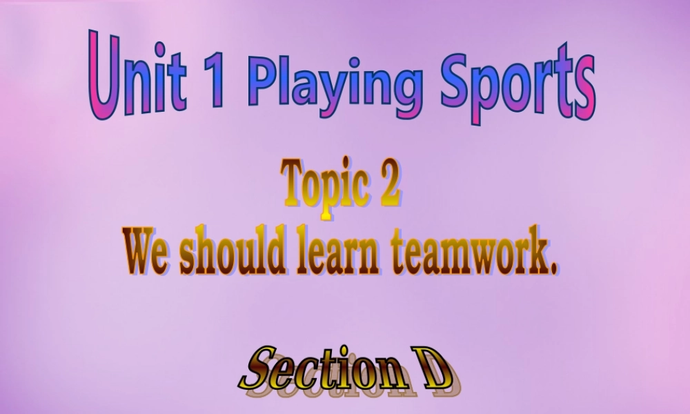 内蒙古乌海市第二十二中学八年级英语上册 Unit 1 Playing Sports Topic 2 Section D课件 （新版）仁爱版.ppt