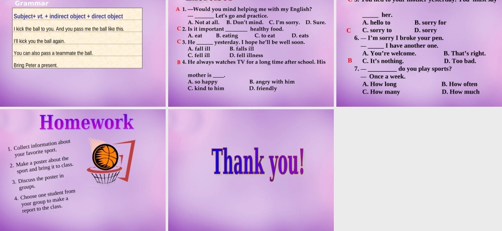 内蒙古乌海市第二十二中学八年级英语上册 Unit 1 Playing Sports Topic 2 Section D课件 （新版）仁爱版.ppt