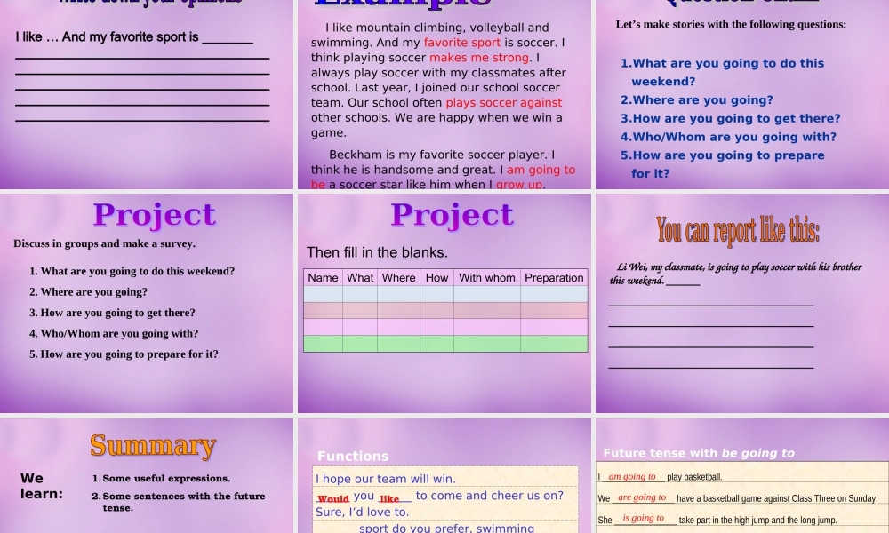 内蒙古乌海市第二十二中学八年级英语上册 Unit 1 Playing Sports Topic 1 Section D课件 （新版）仁爱版.ppt