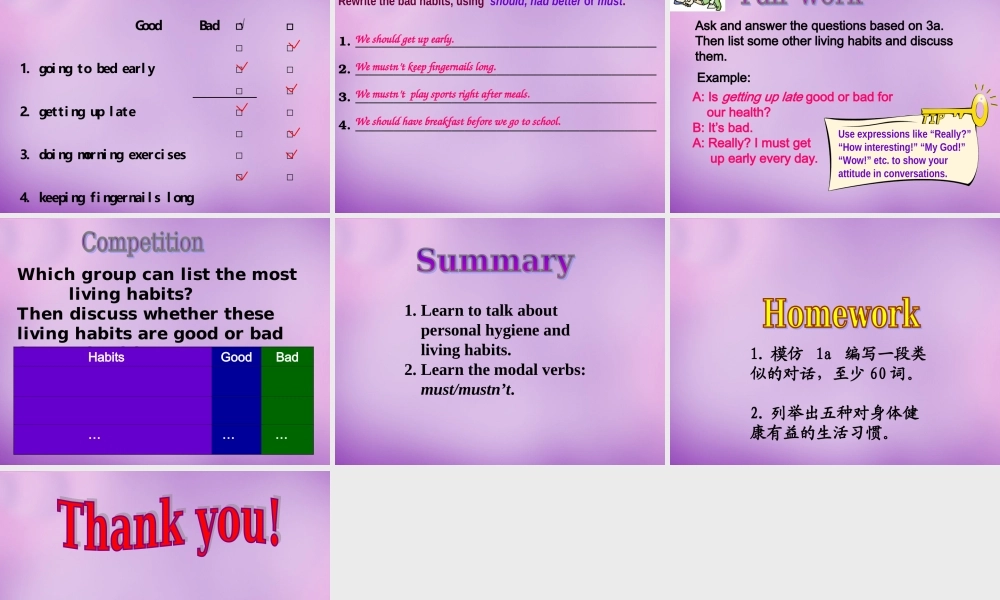 内蒙古乌海市第二十二中学八年级英语上册 Unit 2 Keeping Healthy Topic 2 Section A课件 （新版）仁爱版.ppt