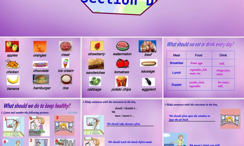 内蒙古乌海市第二十二中学八年级英语上册 Unit 2 Keeping Healthy Topic 2 Section D课件 （新版）仁爱版.ppt