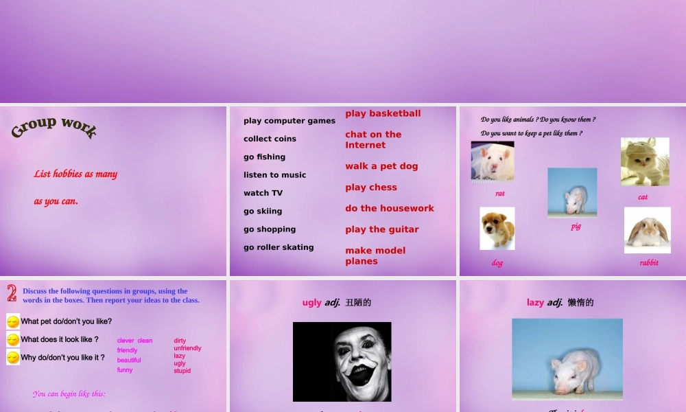 内蒙古乌海市第二十二中学八年级英语上册 Unit 3 Our Hobbies Topic 1 Section D课件 （新版）仁爱版.ppt