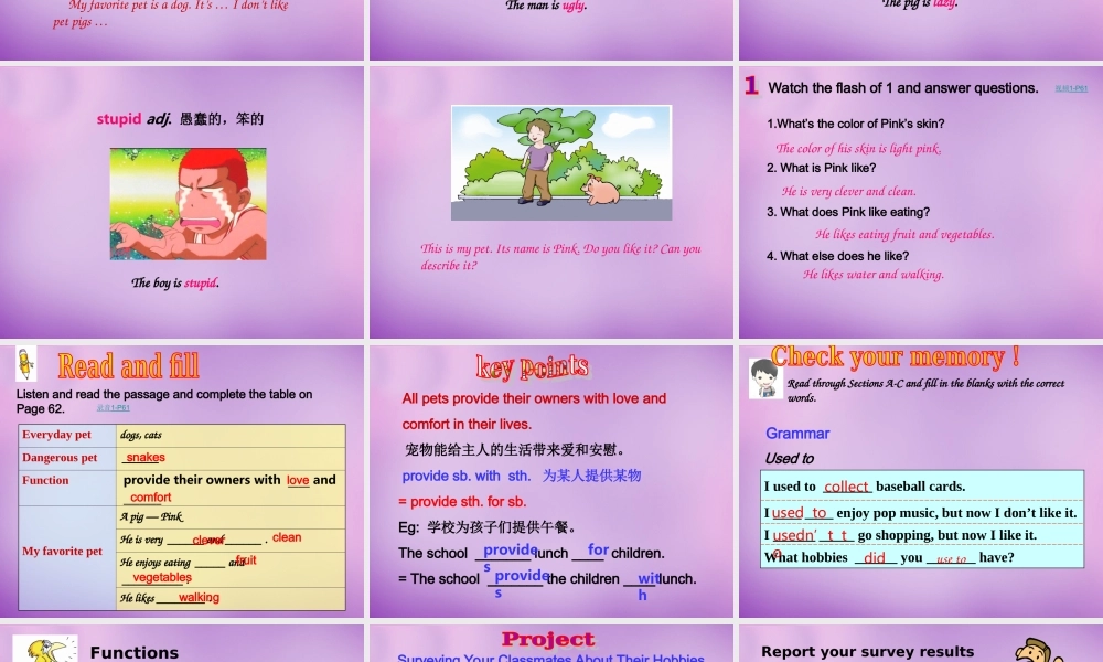 内蒙古乌海市第二十二中学八年级英语上册 Unit 3 Our Hobbies Topic 1 Section D课件 （新版）仁爱版.ppt