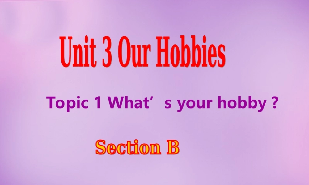 内蒙古乌海市第二十二中学八年级英语上册 Unit 3 Our Hobbies Topic 1 Section B课件 （新版）仁爱版.ppt