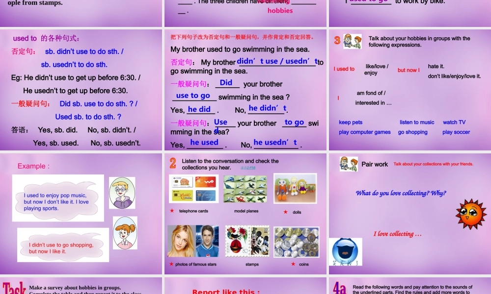 内蒙古乌海市第二十二中学八年级英语上册 Unit 3 Our Hobbies Topic 1 Section B课件 （新版）仁爱版.ppt