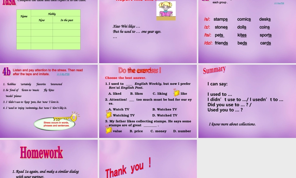 内蒙古乌海市第二十二中学八年级英语上册 Unit 3 Our Hobbies Topic 1 Section B课件 （新版）仁爱版.ppt