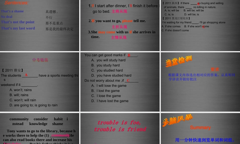 内蒙古乌兰浩特市第十二中学九年级英语上册 Module 6 Unit 1 If I start after dinnerI’ll finish it before I go to bed课件.ppt