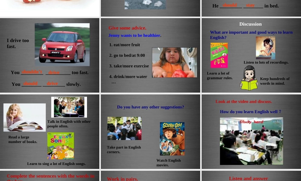 内蒙古乌兰浩特市第十二中学八年级英语上册 Module 1 Unit 2 You should smile at her课件 .ppt