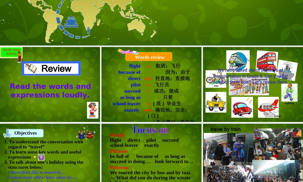 内蒙古乌兰浩特市第十二中学九年级英语下册《Module 1 Unit 1 We toured the city by bus and by taxi》课件 .ppt