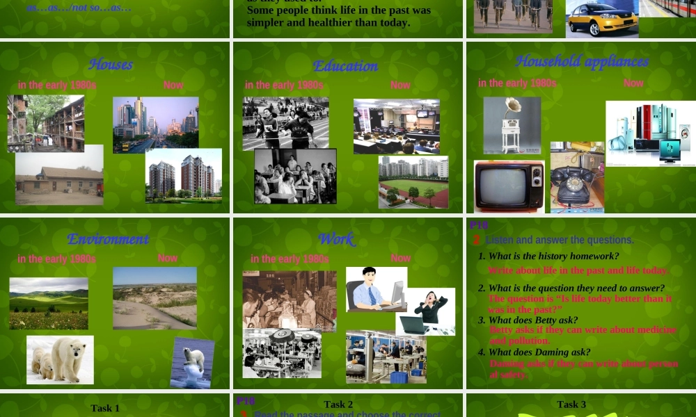 内蒙古乌兰浩特市第十二中学九年级英语下册《Module 3 Unit 1 Life is better today than in the past》课件 .ppt