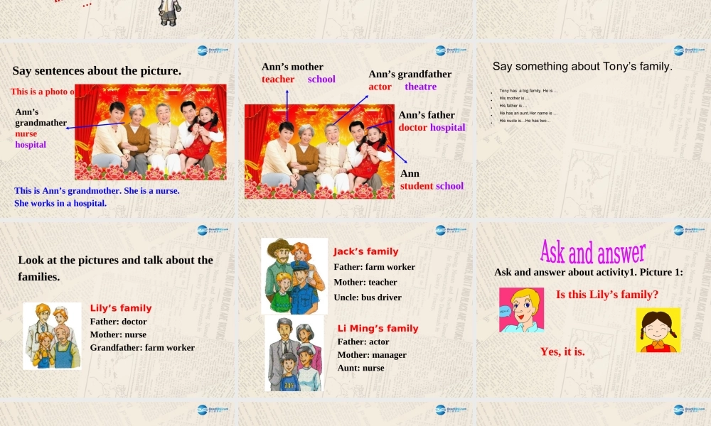 七年级英语上 册 Module 2 My family Unit 3 Language in use课件 （新版）外研版.ppt