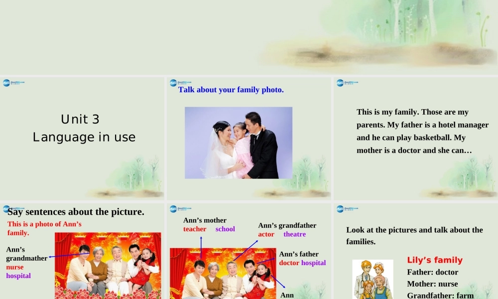 七年级英语上册 Module 2 My family Unit 3 Language in use课件 （新版）外研版.ppt