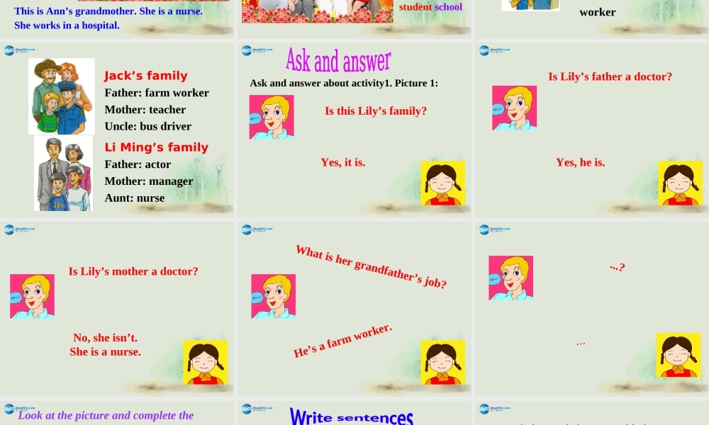 七年级英语上册 Module 2 My family Unit 3 Language in use课件 （新版）外研版.ppt