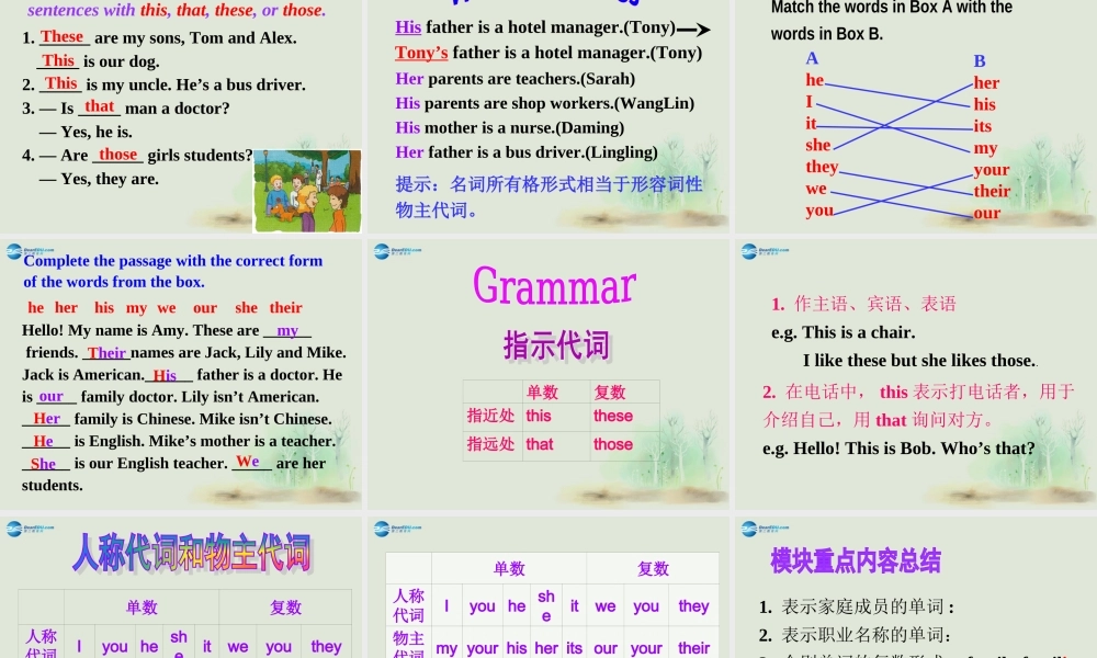 七年级英语上册 Module 2 My family Unit 3 Language in use课件 （新版）外研版.ppt