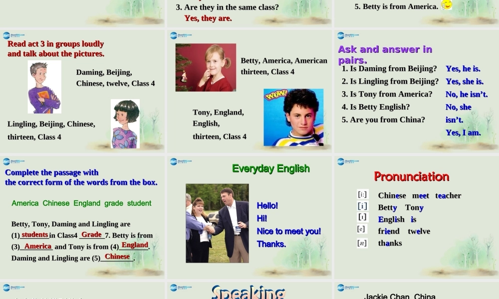 七年级英语上册 Module 1 My classmates Unit 1 Nice to meet you课件 （新版）外研版.ppt