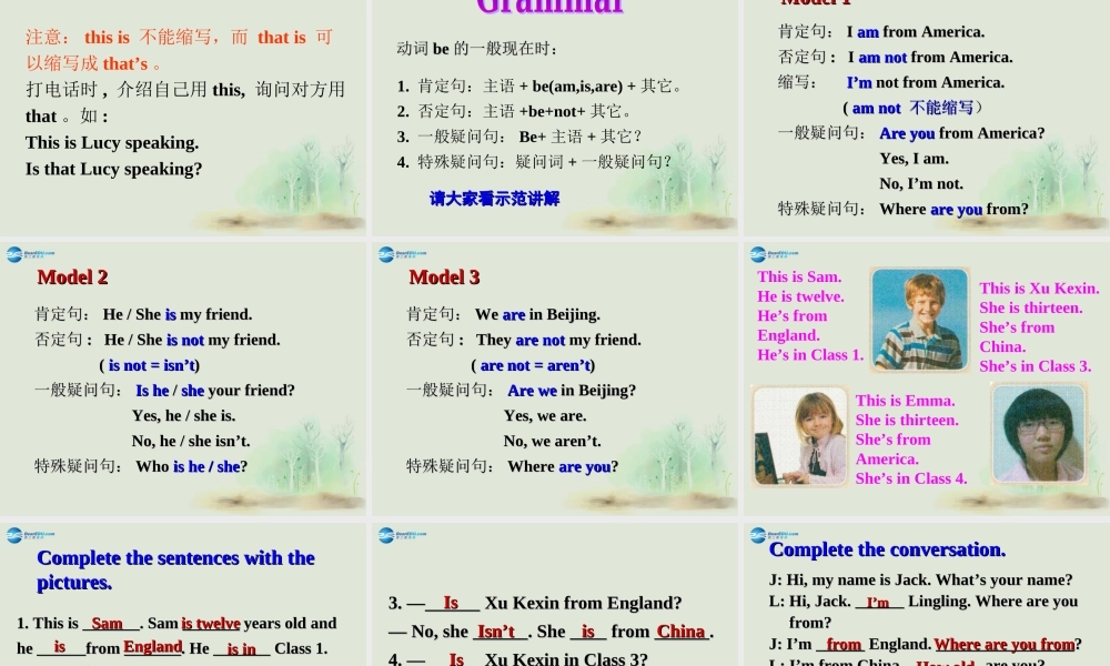 七年级英语上册 Module 1 My classmates Unit 3 Language in use课件 （新版）外研版.ppt
