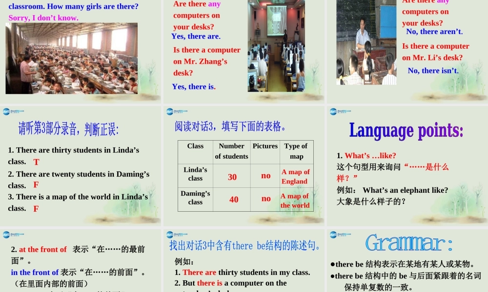 七年级英语上册 Module 3 My school Unit 1 There are thirty students in my class课件 （新版）外研版.ppt