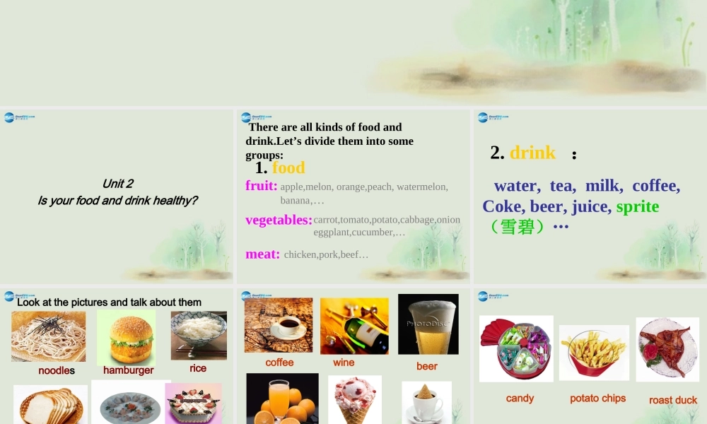 七年级英语上册 Module 4 Healthy food Unit 2 Is your food and drink healthy？课件 （新版）外研版.ppt