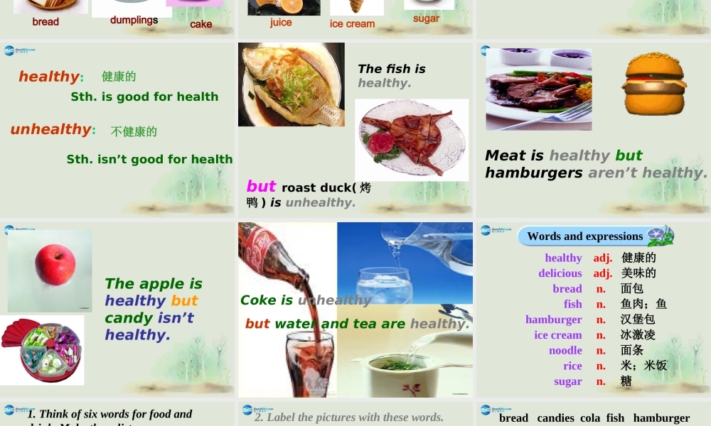 七年级英语上册 Module 4 Healthy food Unit 2 Is your food and drink healthy？课件 （新版）外研版.ppt