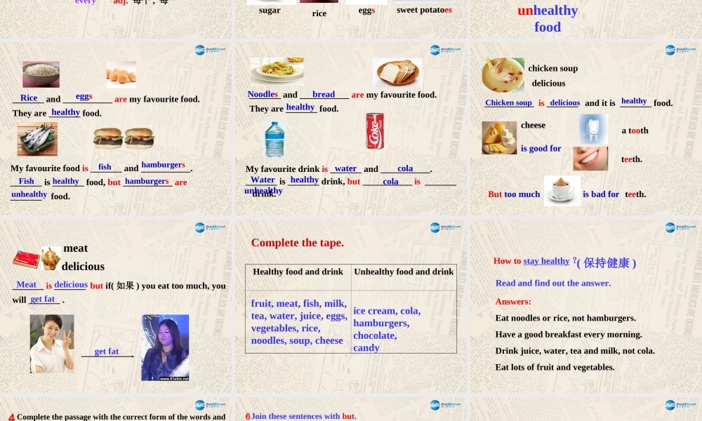 七年级英语上册 Module 4 Healthy food Unit 2 Is your food and drink healthy课件 （新版）外研版.ppt