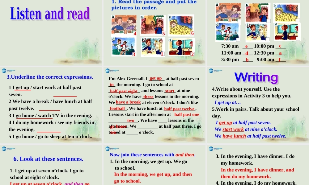 七年级英语上册 Module 5 My school day Unit 2 We start work at nine o’clock课件 （新版）外研版.ppt