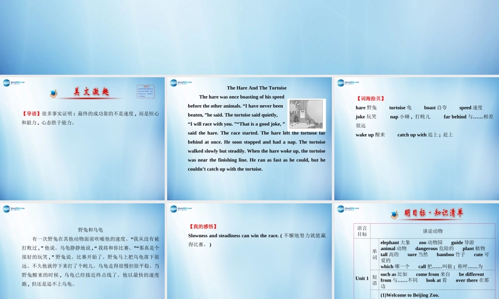 七年级英语上册 Module 6 A trip to the zoo导学课件 （新版）外研版.ppt