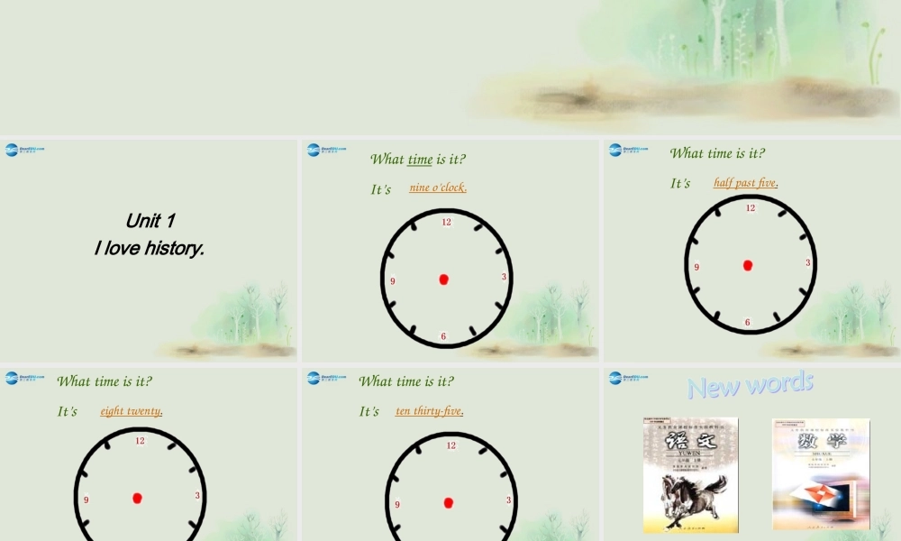 七年级英语上册 Module 5 My school day Unit 1 I love history课件 （新版）外研版.ppt