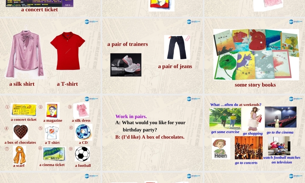 七年级英语上册 Module 8 Choosing presents Unit 2 She often goes to concerts课件 （新版）外研版.ppt