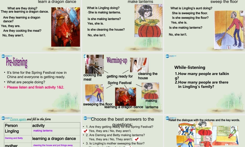 七年级英语上册 Module 10 Spring Festival Unit 1 Are you getting ready for Spring Festival课件 （新版）外研版.ppt