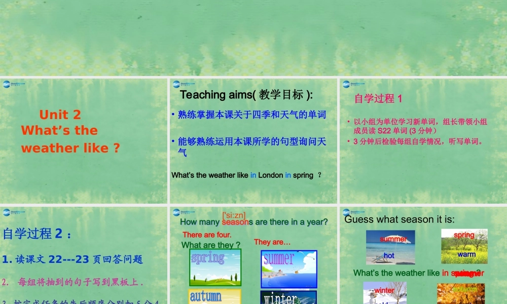 七年级英语上册 Starter Module 4 My everyday life Unit 2 Whats the weather like课件 （新版）外研版.ppt