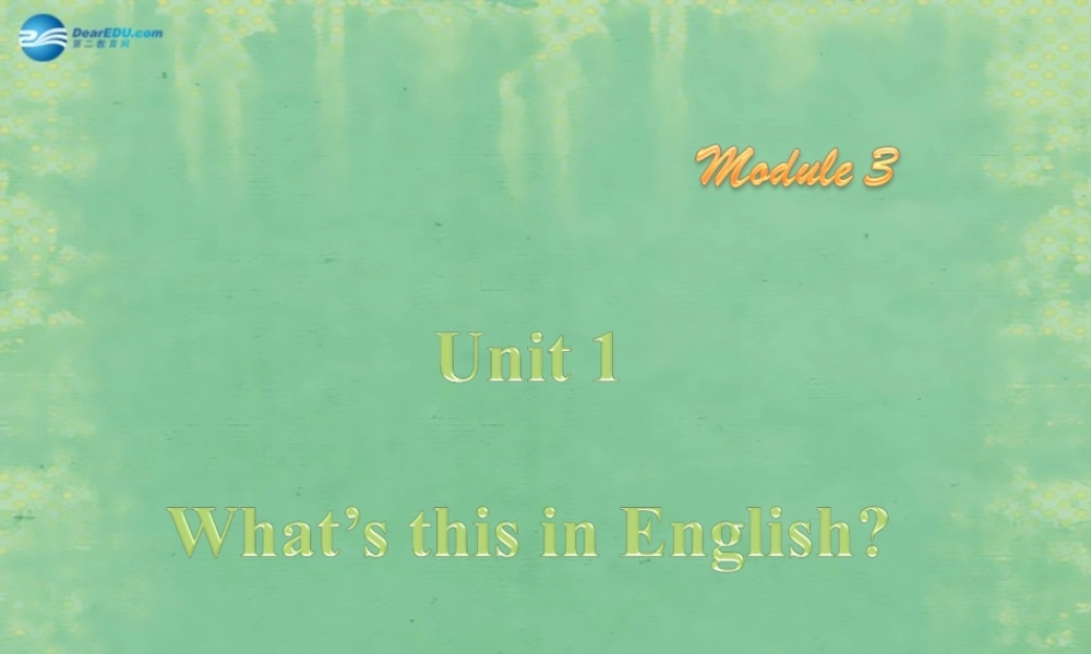 七年级英语上册 Starter Module 3 Unit 1 What’s this in English？课件 （新版）外研版.ppt