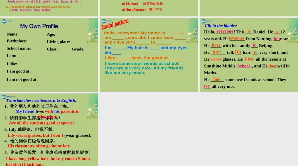 七年级英语上册 Unit 1 This is me！Task课件 .ppt