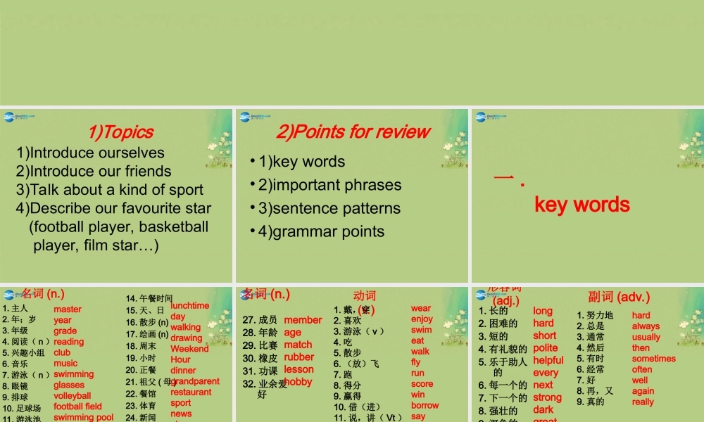 七年级英语上册 Unit 1 This is me！复习课件 .ppt