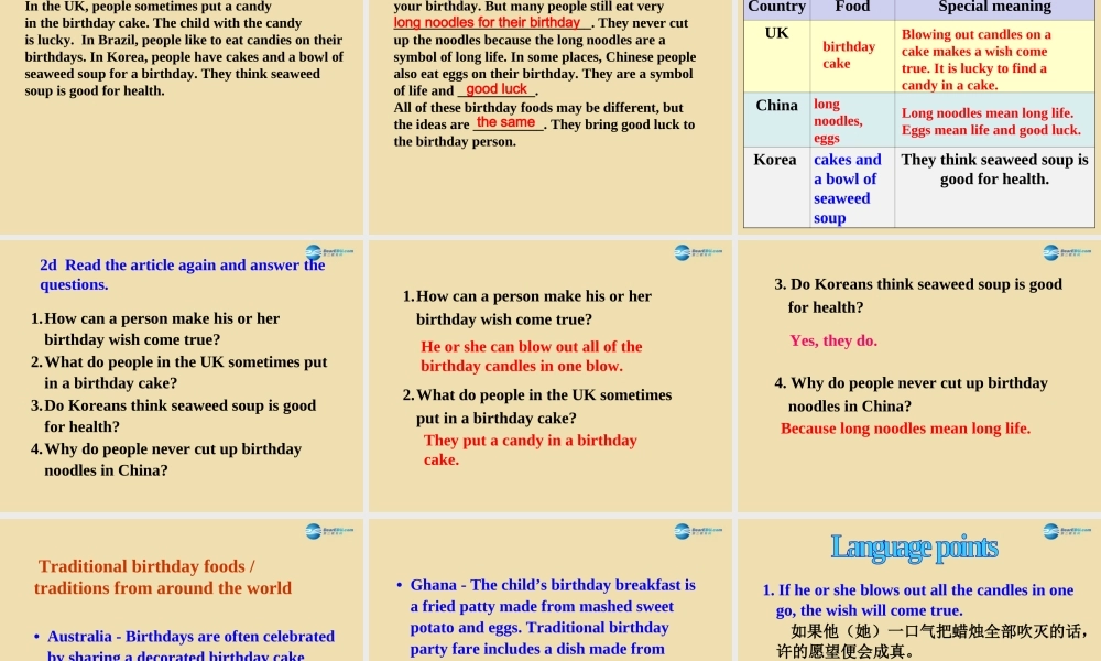 七年级英语上册 Unit 2 I’d like some noodles Section B（1a-2e）课件 .ppt