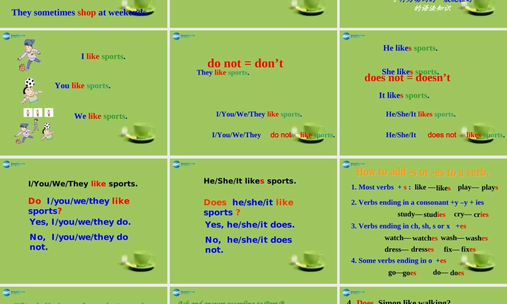 七年级英语上册 Unit 2 Let’s play sports！Grammar课件 .ppt