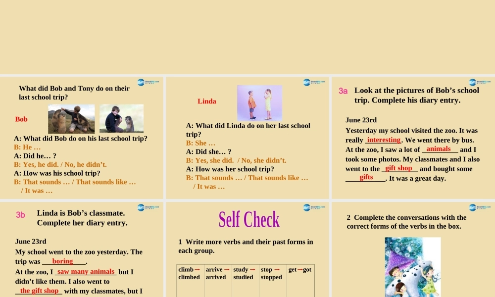 七年级英语上册 Unit 3 How was your school trip？Section B 3a-self check精品课件 .ppt