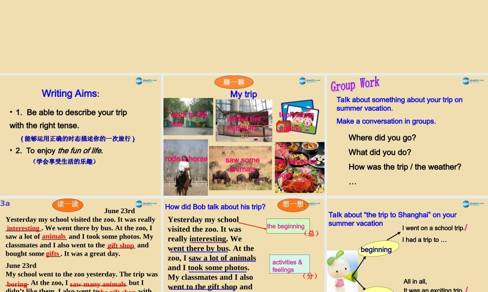 七年级英语上册 Unit 3 How was your school trip？写作专项讲解课件 .ppt