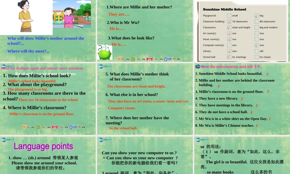 七年级英语上册 Unit 3 Welcome to our school！Reading课件 .ppt