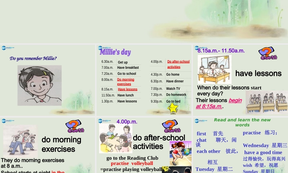 七年级英语上册 Unit 4 My day Rading课件 .ppt