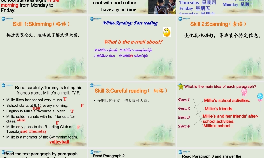 七年级英语上册 Unit 4 My day Rading课件 .ppt