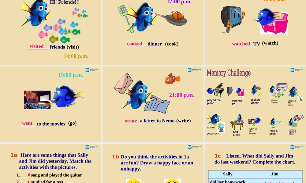 七年级英语上册 Unit 4 What did you do last weekend？Section B Period 1 (1a-2c)课件 .ppt