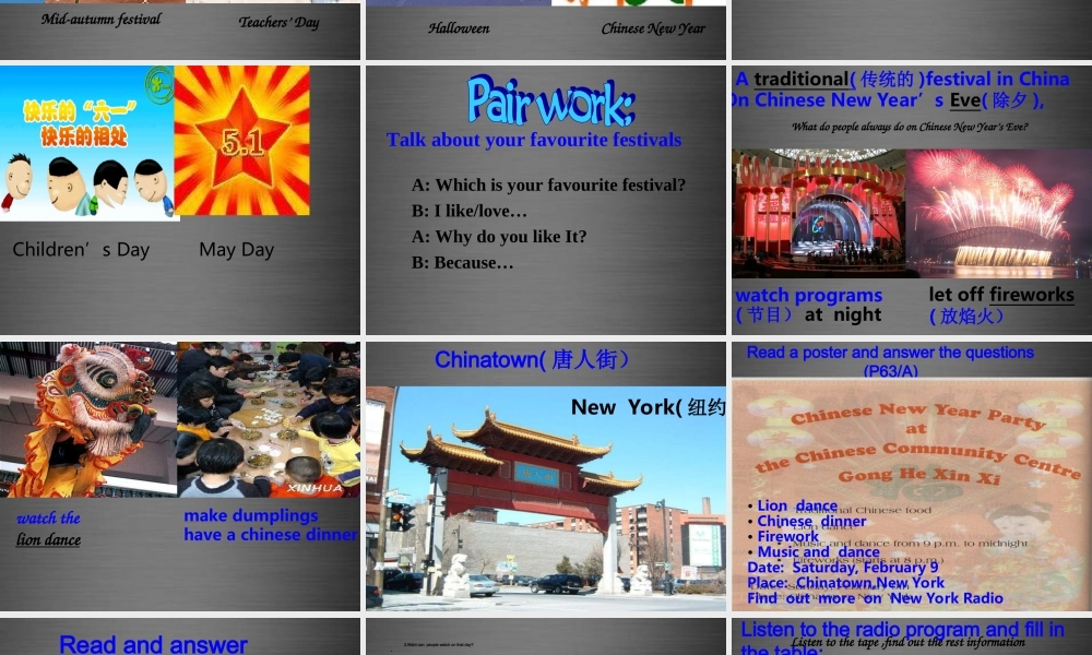 七年级英语上册 Unit 5《Let’s celebrate Integrated skills》课件1 .ppt