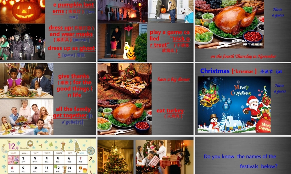 七年级英语上册 Unit 5《Let’s celebrate Welcome to the unit》课件2 .ppt