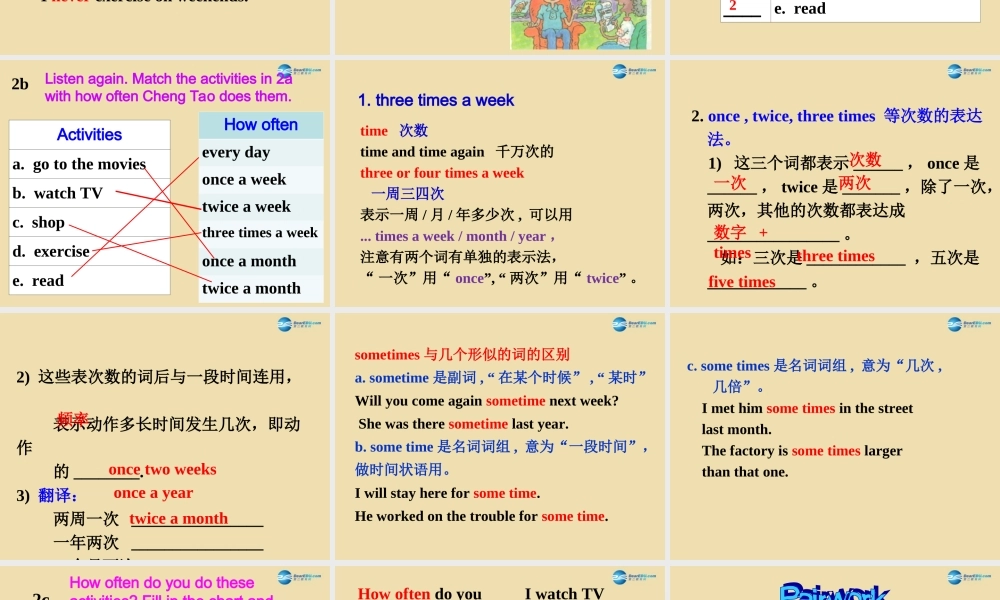 七年级英语上册 Unit 6 How often do you exercise？Section A 2a-2c精品课件 .ppt
