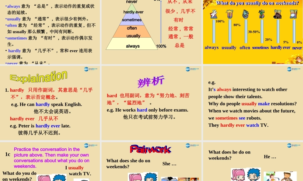 七年级英语上册 Unit 6 How often do you exercise？Section A 1a-1c精品课件 .ppt